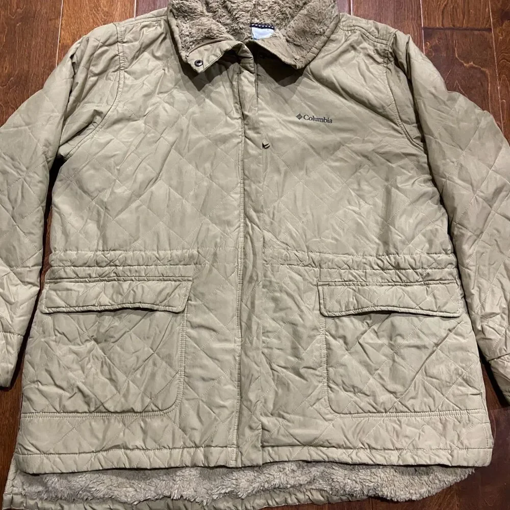 Columbia Copper Crest Novelty Jacket Tan Quilted Insulated Jacket Womens Size 2X - Picture 3 of 10